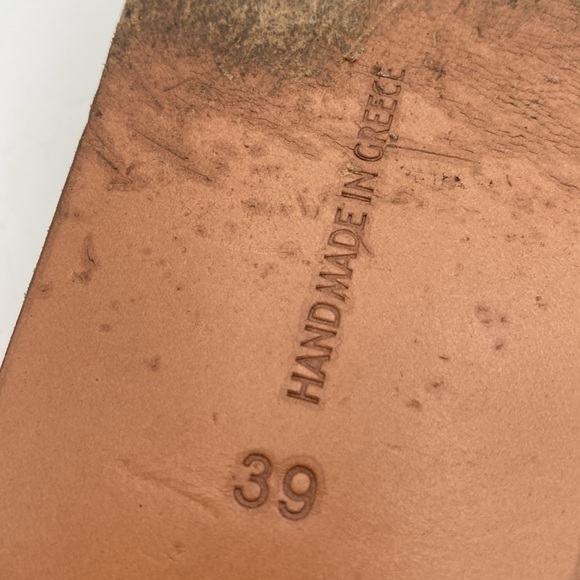 Ancient Greek Elegant Gold Sandals women 39 casual leather handmade vacation Y2K - Picture 7 of 8